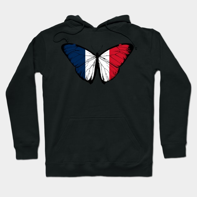 Vintage France Butterfly Moth | Pray For France and Stand with France Hoodie by Mochabonk